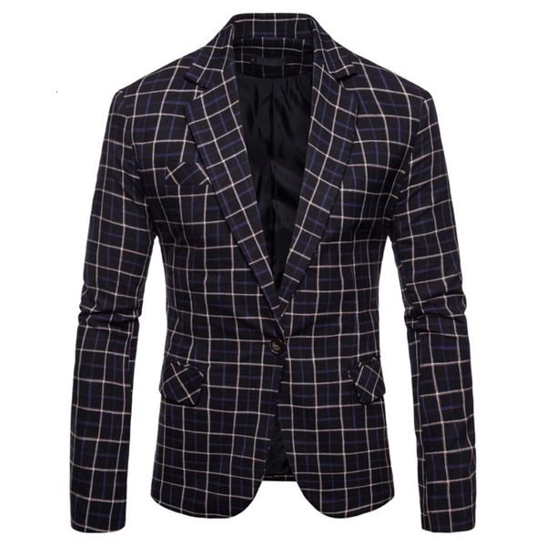 

plaid european men's autumn casual suit 9656-80, White;black