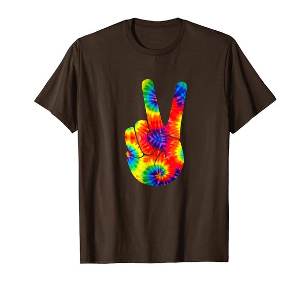 

cool peace sign victory hand tie dye hippie lover t-shirt, White;black