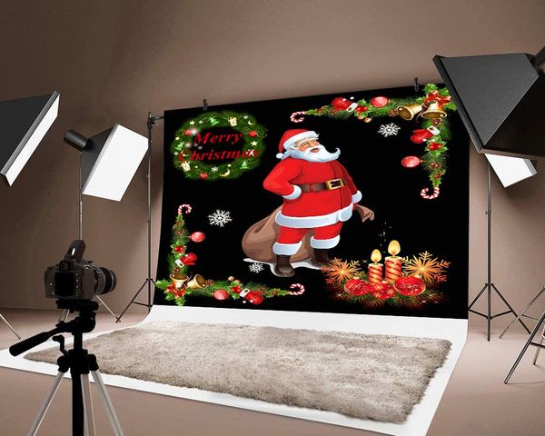 

party decoration milsleep santa claus pograph backdrops po black background merry christmas kids child festival backdrop