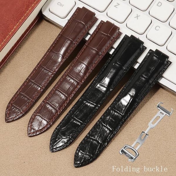

watch bands convex interface crocodile leather strap black brown bracelet with folding buckle for blue ballon series men women chain