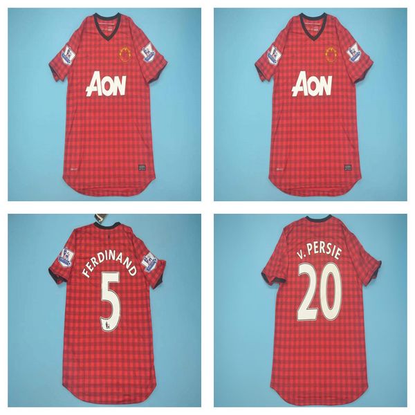 

manchester v.persie rooney giggs man utd retro soccer jerseys vintage owen 2012 2013 football shirts berbatov nani chicharito maillot, Black;yellow