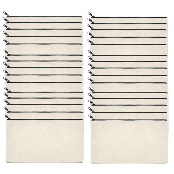 

storage bags 30pcs canvas zipper bag pencil case cosmetic blank diy craft school