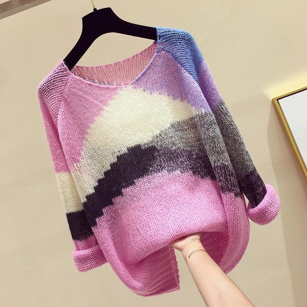 

women's sweaters loose casual spring autumn woman korean elegant knitted sweater oversized female pullovers fashion patchwork, White;black