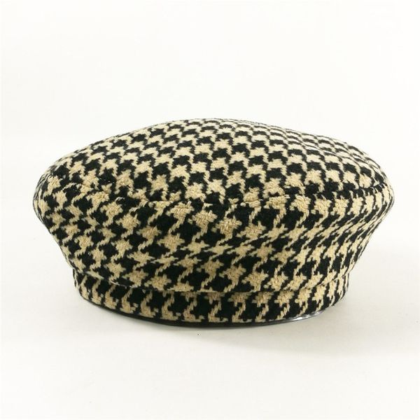 

british hood children's beret simple fashion bud hat black hat plaid pumpkin hat leisure, Blue;gray