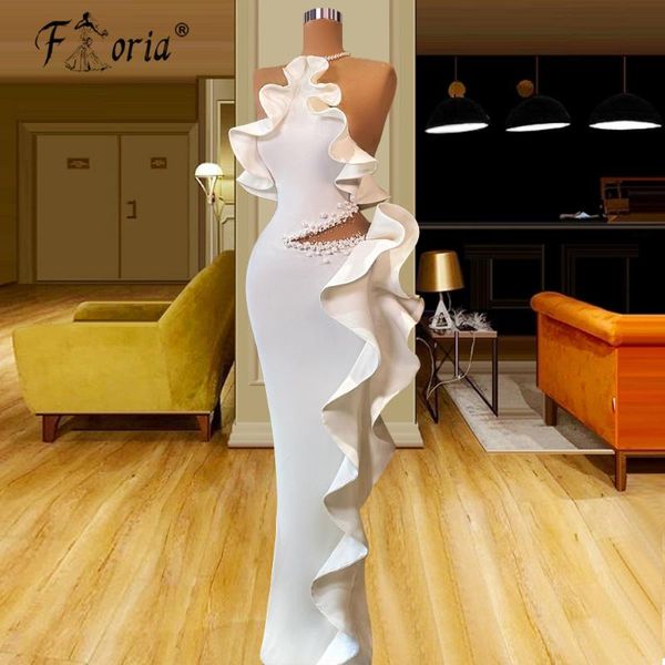 

party dresses arabic elegant white prom halter ruched ruffles mermaid celebrity gowns red carpet film opening ceremony dress, White;black