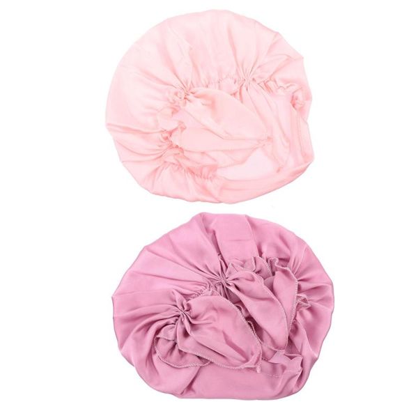 

shower caps 2pcs night sleep satin elastic sleeping hat for