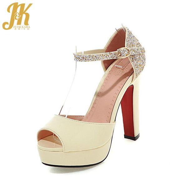 

high heels women sandals platform bling buckle strap peep toe footwear 2021 handmade summer fashion ladies shoes, Black