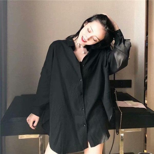 

women's blouses & shirts houzhou black women oversize vintage streetwear harajuku blouse korean fashion plus sive long sleeve spring f, White