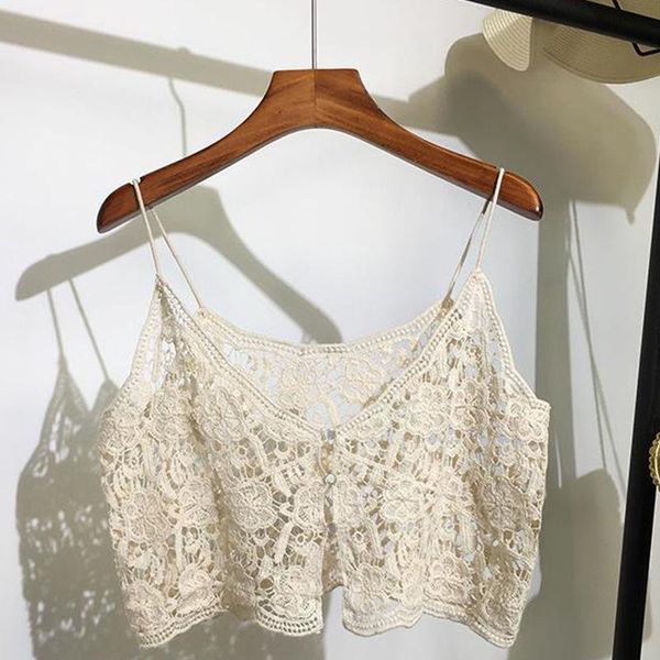 

camisoles & tanks super short weaved hollow out camisole woman bralette bra lace summer beach wear clothes, Black;white