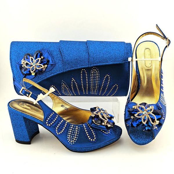 

dress shoes beautiful royal blue women high heel 8.5cm match purse with rhinestone decoration african pumps and handbag set mm1123, Black