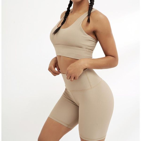 

yoga outfit thread striped set women shockproof sport bra vest high waist tight shorts gym workout fitness two-piece sportswear