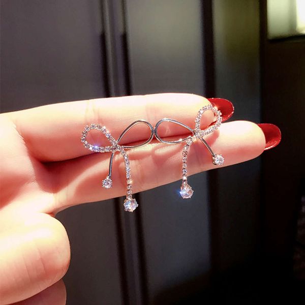

bow air, national personality, red female earrings, versatile, new fashion in 2021, Black