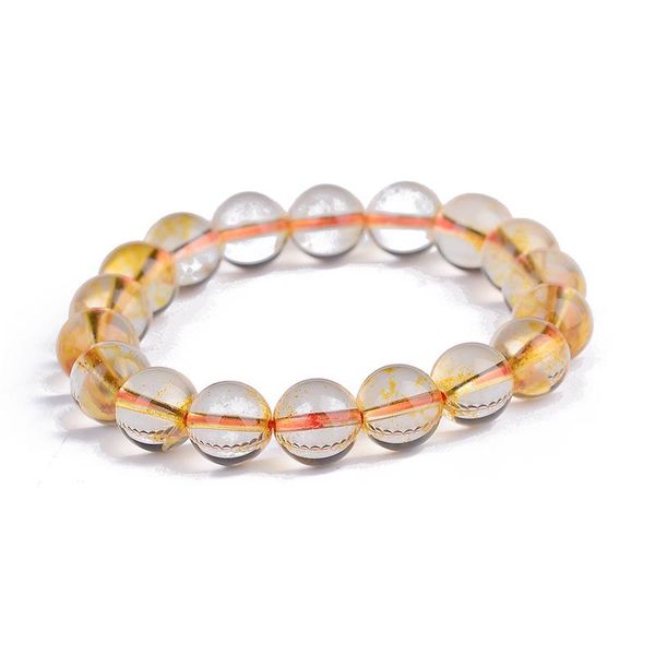 

beaded, strands wholesale genuine yellow natural crystal bracelets round bead for women lucky wealth simple bracelet jewelry, Black