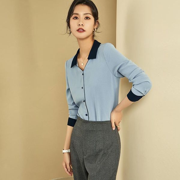 

women's knits & tees shirt retro hong kong style 2021 spring and autumn korean-style loose chiffon design sense niche, White