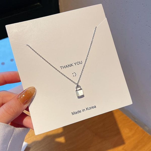 

chains japan and south korea style design sense small lock pendant necklace female titanium steel personality fashion chain, Silver