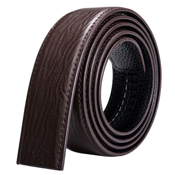 

belts hi-tie cow genuine leather men's belt without buckle brown automatic replacement for 3.5cm, Black;brown