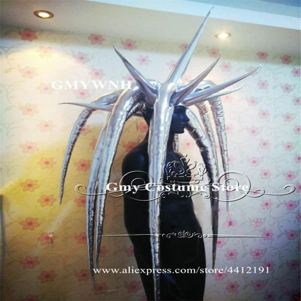 

party decoration p33 bar models stage wears dress silver jellyfish headwear mirror hairs dance costume ballroom perform show clothe headdres