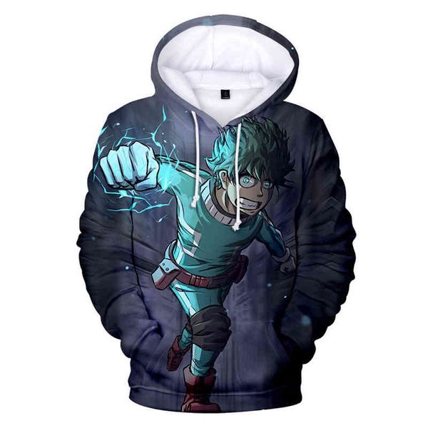 

luxury my hero academia midoriya izuku himiko hoodies sweatshirts men/women long sleeve hoodie adult/child 3d print pullovers g1214, Black