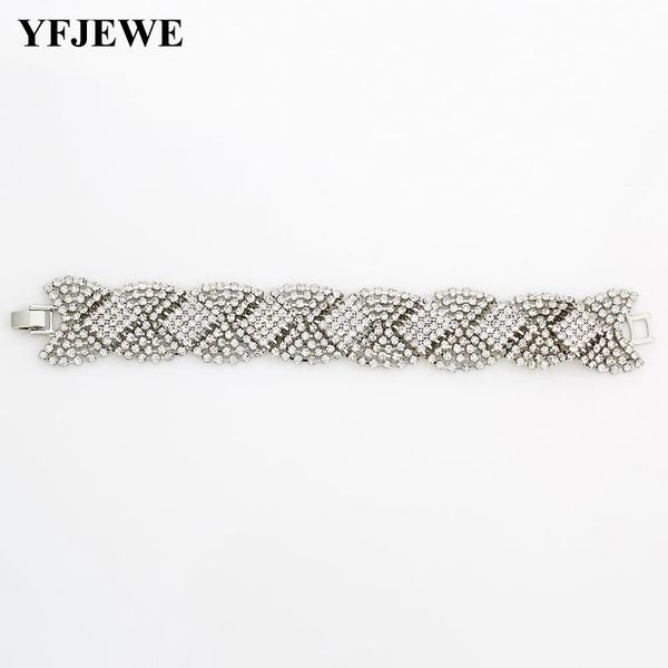 

rhinestone silver plated crystal bracelets for women cuff bangles wedding jewelry#b102 link, chain, Black