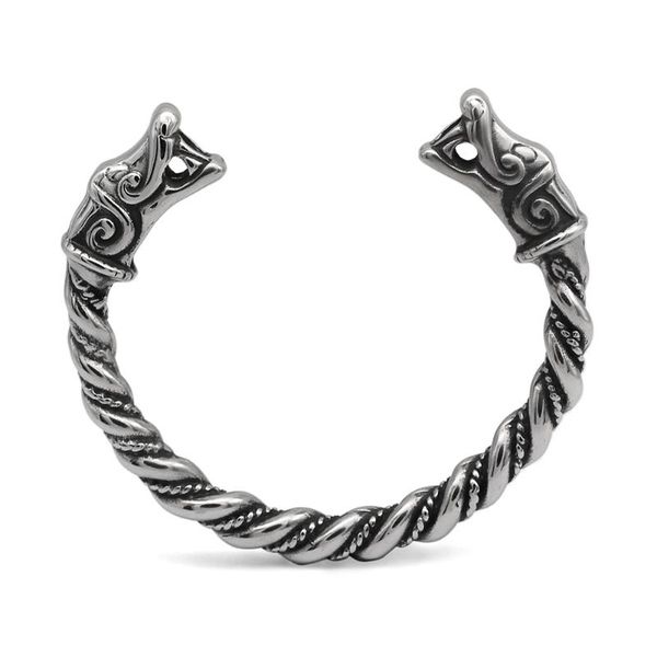 

bangle viking wolf for men stainless steel bracelet nordic jewelry gift, Black