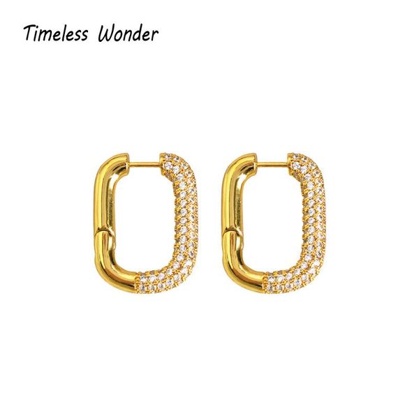 

timeless wonder stunning zirconia geo u hoop earrings women jewelry punk cocktail gothic ins runway designer rare egirl 3316 & huggie, Golden;silver