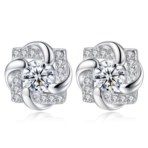 

stud real 925 sterling silver cubic zirconia earrings for women girls 2021 sterling-silver-jewelry, Golden;silver