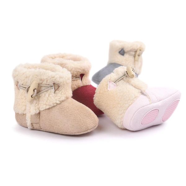 

first walkers non-slip boots for baby girls boys winter elastic band fashion hard bottom moccasins warm