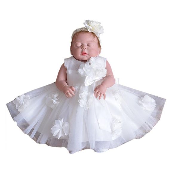 

girl's dresses baby girl clothing born clothes infant princess birthday party sleeveless dress toddler wedding hairband, Red;yellow