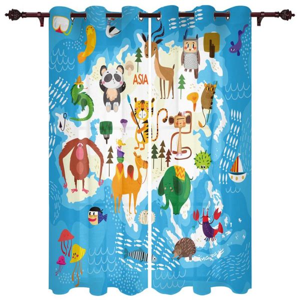 

curtain & drapes island animal cartoon cute valance curtains half blackout for living room study bedroom outdoor large windows cotton linen