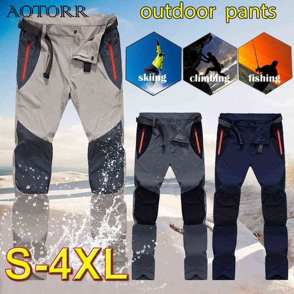 Calças Táticas Militares Homens Ao Ar Livre Calças De Homens Zíper Bolsos À Prova D 'Água Desgaste Casual Patchwork Carga Pant Masculino Hiking 2021 H1223