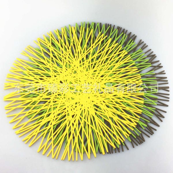 

pvc mat round soft rubber slip hollow insulation pot simple tableware back