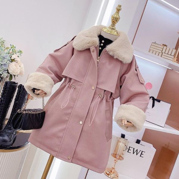 

down coat fashion kids girls princess warm winter children long sleeve lapel collar thicken velvet parkas outwear coats casaco adk679, Blue;gray