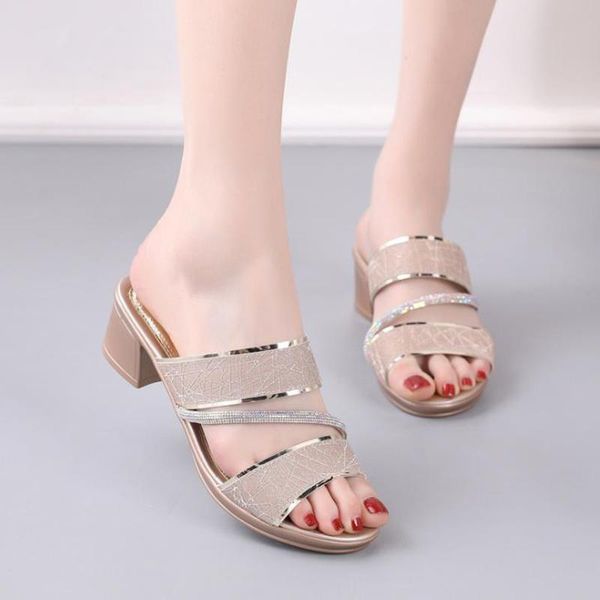 

slippers 2021 summer arrival fashion bling beach comfortable platform wedge wild casual shoes, Black