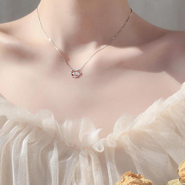 

pendant necklaces necklace female asteroid light luxury trend simple design sense niche ins clavicle chain temperament cold wind ladies, Silver
