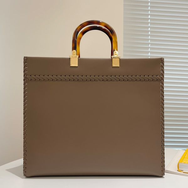 

factory outlet design retro woven double handle large capacity genuine leather handbag new ladies shopping bag tote bag diagonal shoulder ba