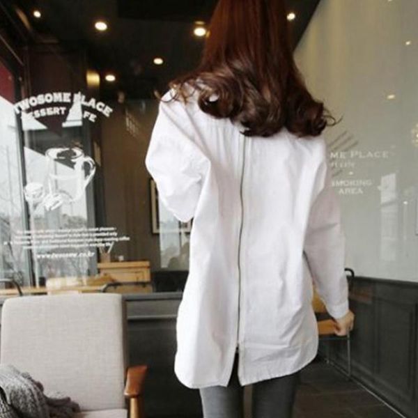 

women's blouses & shirts casual and comfortable medium long blouse for women cotton white shirt sleeve with backing design korean loose