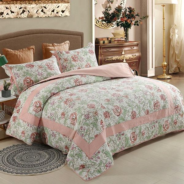 

comforters & sets flowers cotton quilts for bed 3pcs quilted bedspreads cover pillowcase king queen size quilt set summer blanket coverlets