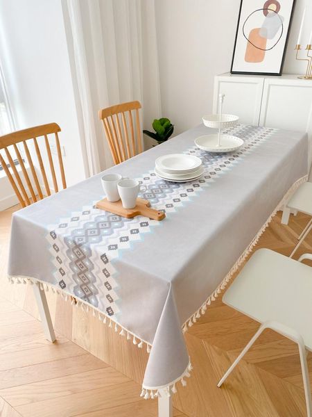 

table cloth japanese home tablecloth with tassel waterproof oilproof wedding dining cover rectangle linen cotton decor tea