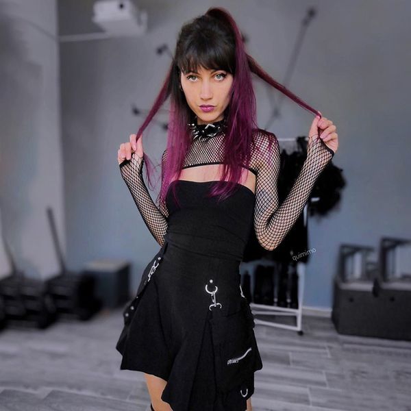 

2021insgoth harajuku punk gothic black high waist black skirts women patchwork bandage mini skirt female streetwear summer chie
