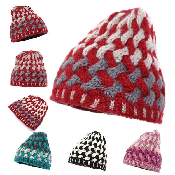 

winter beanie hat for women knitted warm soft skullies beanies slouchy outdoor colorful sports ski cap bonnet, Blue;gray