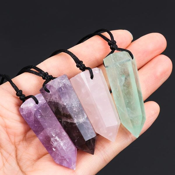 Colares Pingente 1 Pc Reiki Cura Big Pendulum Fluorite Stone Cristal Quartzo Amuleto Ametistas Lapis Agate Colar