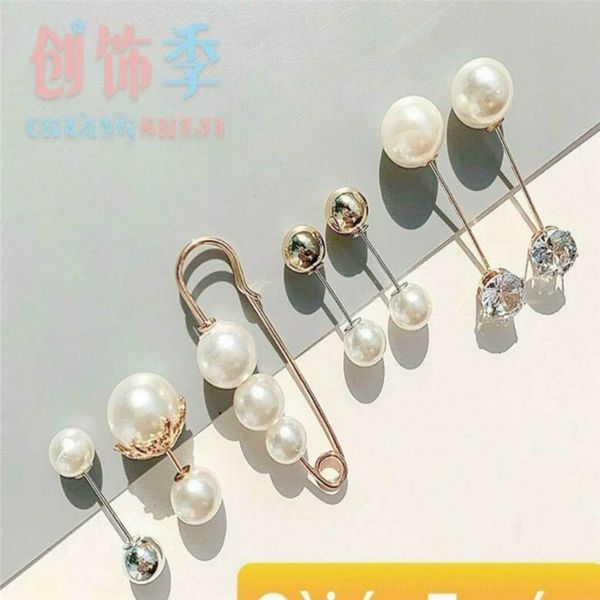 

MipC xz23 pearl women's anti accessory pinlight button one line pins brooches fixed clothing brooch accessories, Gray