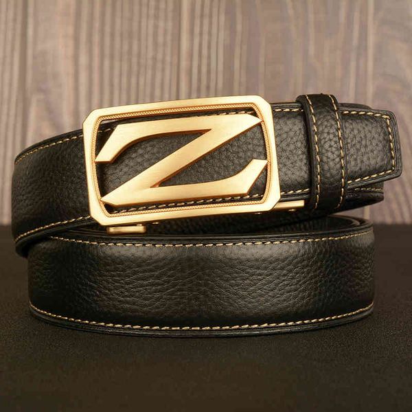 

belts kwai tiktok leather, men's automatic belt, z steel casual belt, Black;brown