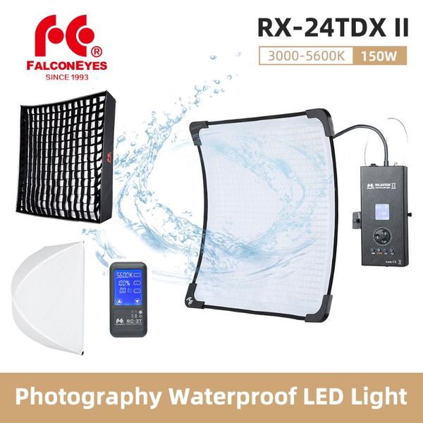 

falcon eyes rx-24tdx ii 150w pography waterproof led flex light panel bi-color 3000k-5600k for video camera lighting studio flash heads