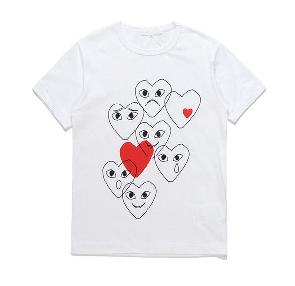 

2021 summer play mens womens t shirt fashion designers tees c048 off harajuku red heart t-shirts cdg white hip-hop clothing 100% cotton, White;black