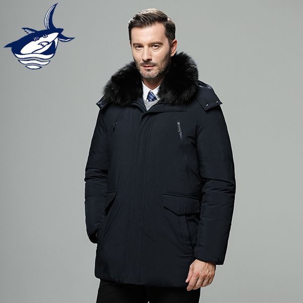 

Men's winter jackets thick warm 90% white duck down jacket Russia coat men waterproof men's windbreakers overcoat 5XL, Black