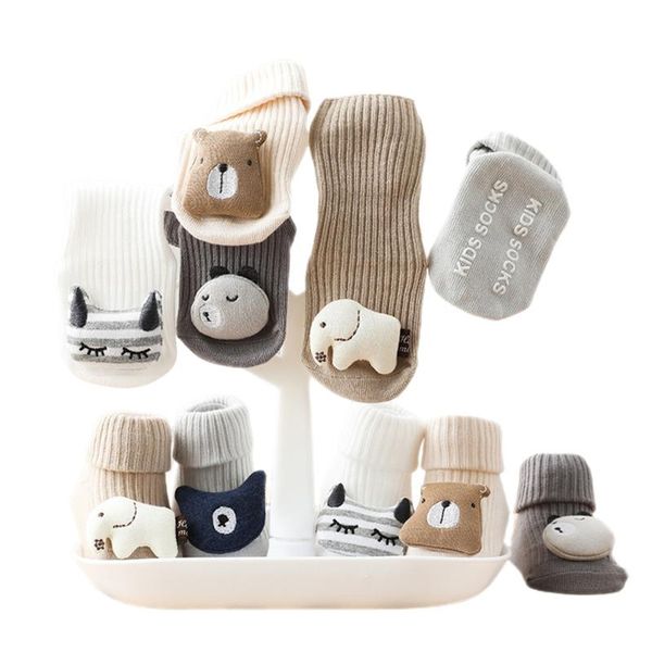

autumn winter soft cotton baby girls socks born cartoon animal infant boy anti slip floor sock spring, Pink;yellow