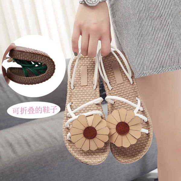 

slippers slippers woman summer outside beach shoes and bohemian flower flat-soled sandals size 35-40, Black