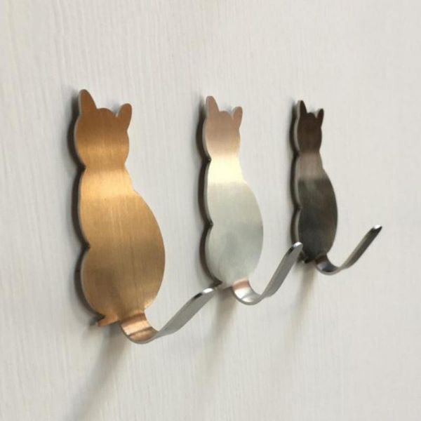 

self adhesive hooks cat pattern storage holder for bathroom kitchen hanger stick on wall hanging door clothes towel racks & rails