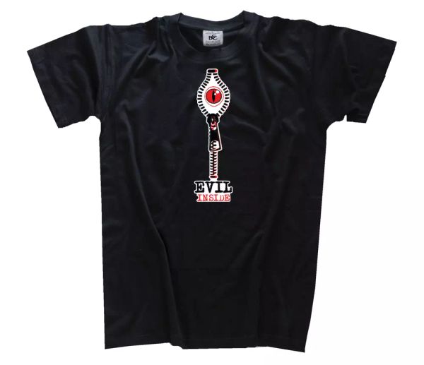 

evil inside zipper hÃ¶lle devil disco party fun t-shirt s-3xl, White;black